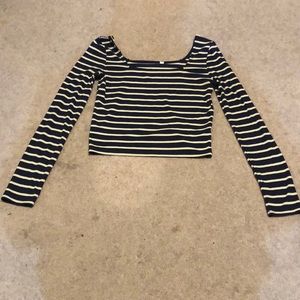 blue white and yellow striped shirt